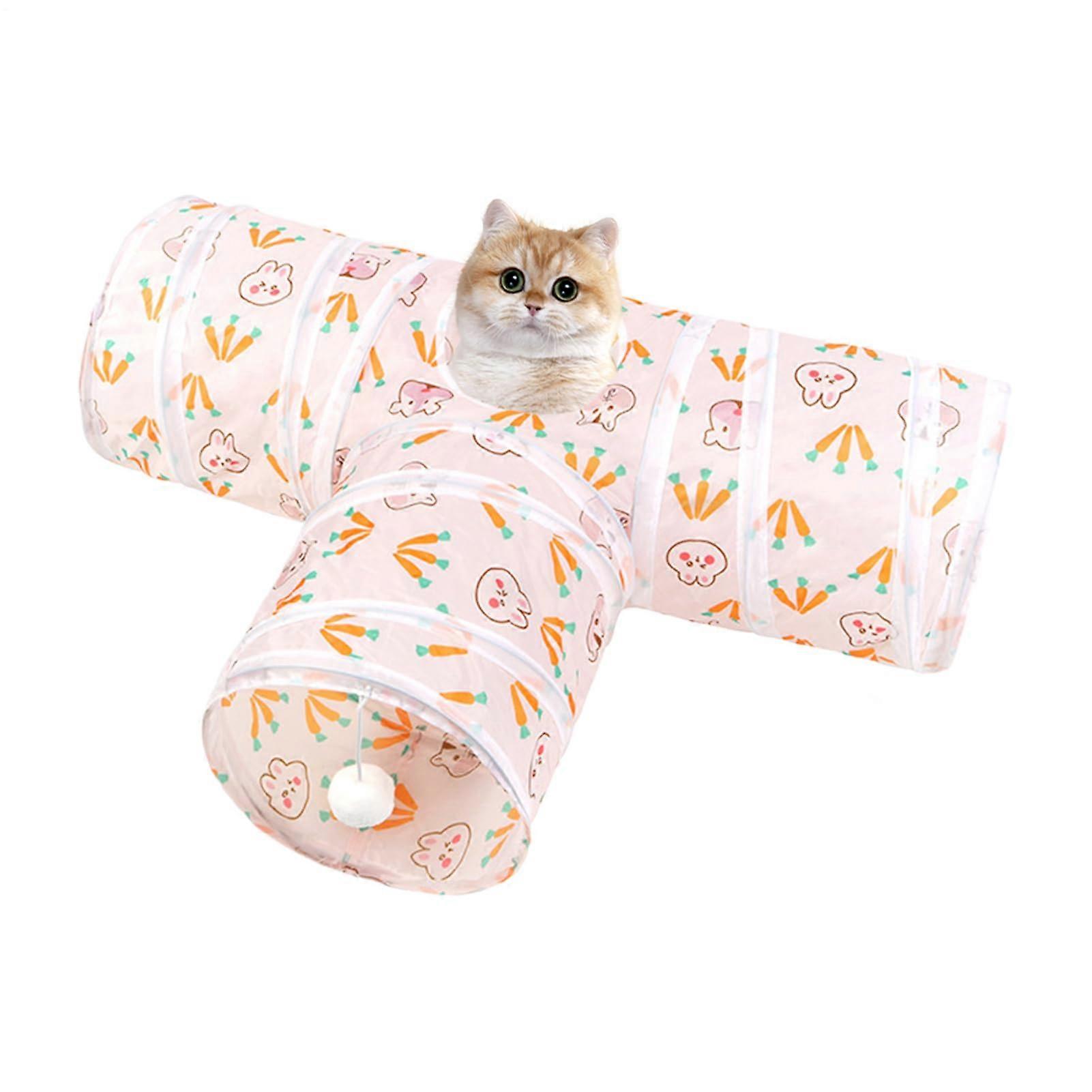 3 Way Foldable Cat Tunnel with Multiple Entry Design for Indoor Kitten Play and Small Pets