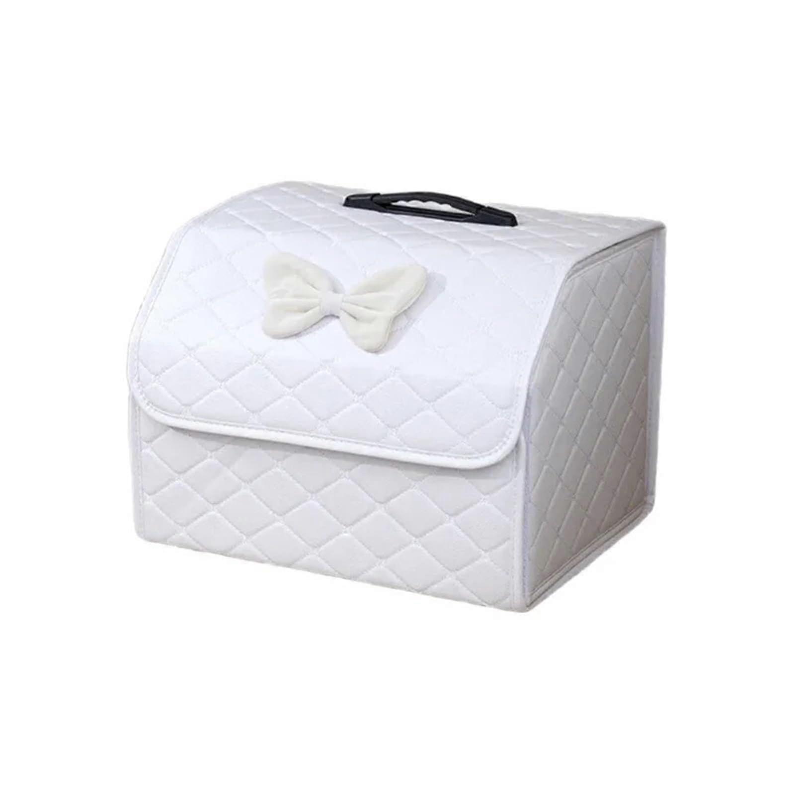 Foldable Car Trunk Organizer Waterproof Large Capacity Cargo Storage Box with Multi Compartments White