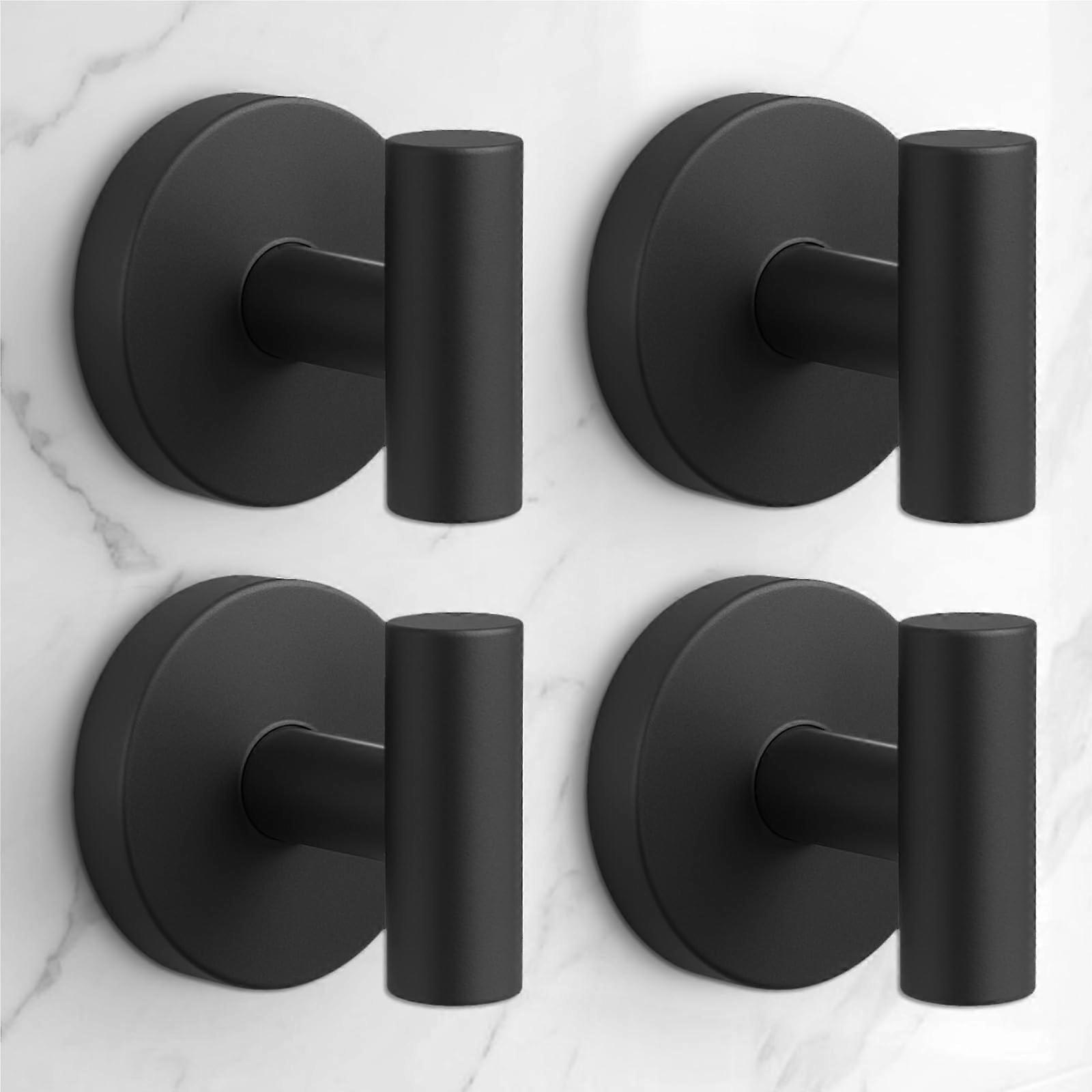 Heavy Duty Suction Cup Hooks for Bathroom Glass Tile Mirror, Rustproof Removable Shower Hooks, 4 Pack Black