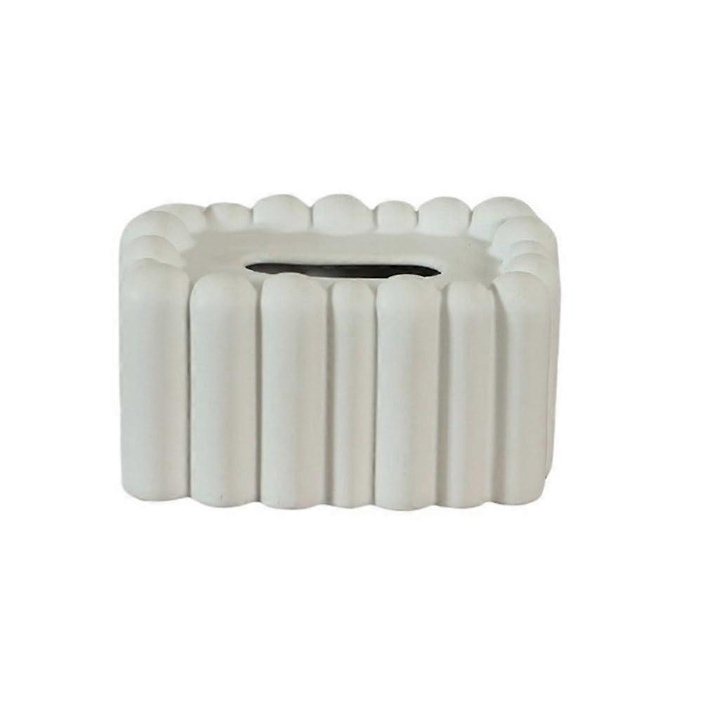 Ceramic Tissue Box Cover with Smooth Chamfered Edges, Modern Solid Color Vertical Holder for Home