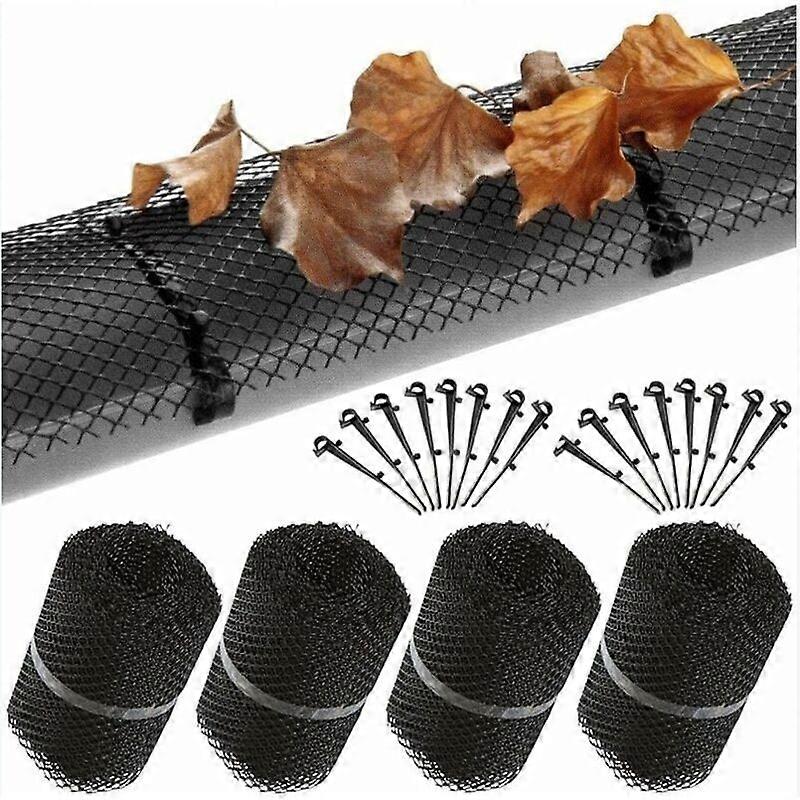 4x Gutter guards with 60 fixing clips, 16cm x 6m
