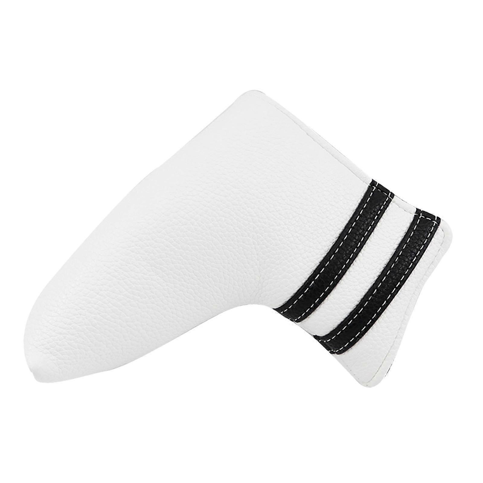 Golf Putter Head Cover PU Leather Blade Protector White WearResistant Easy OnOff Design