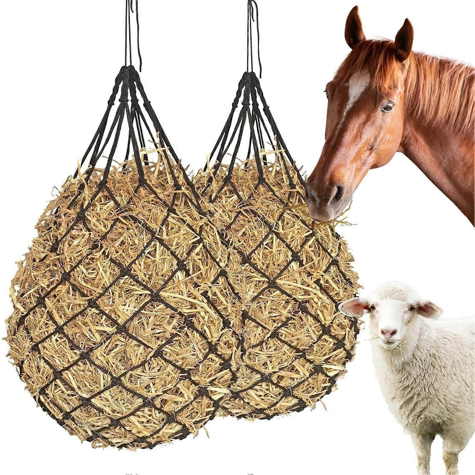 Slow Feed Hay Net for Horses with Fixed Ring, TearResistant Mesh, WasteReducing Design for Pasture