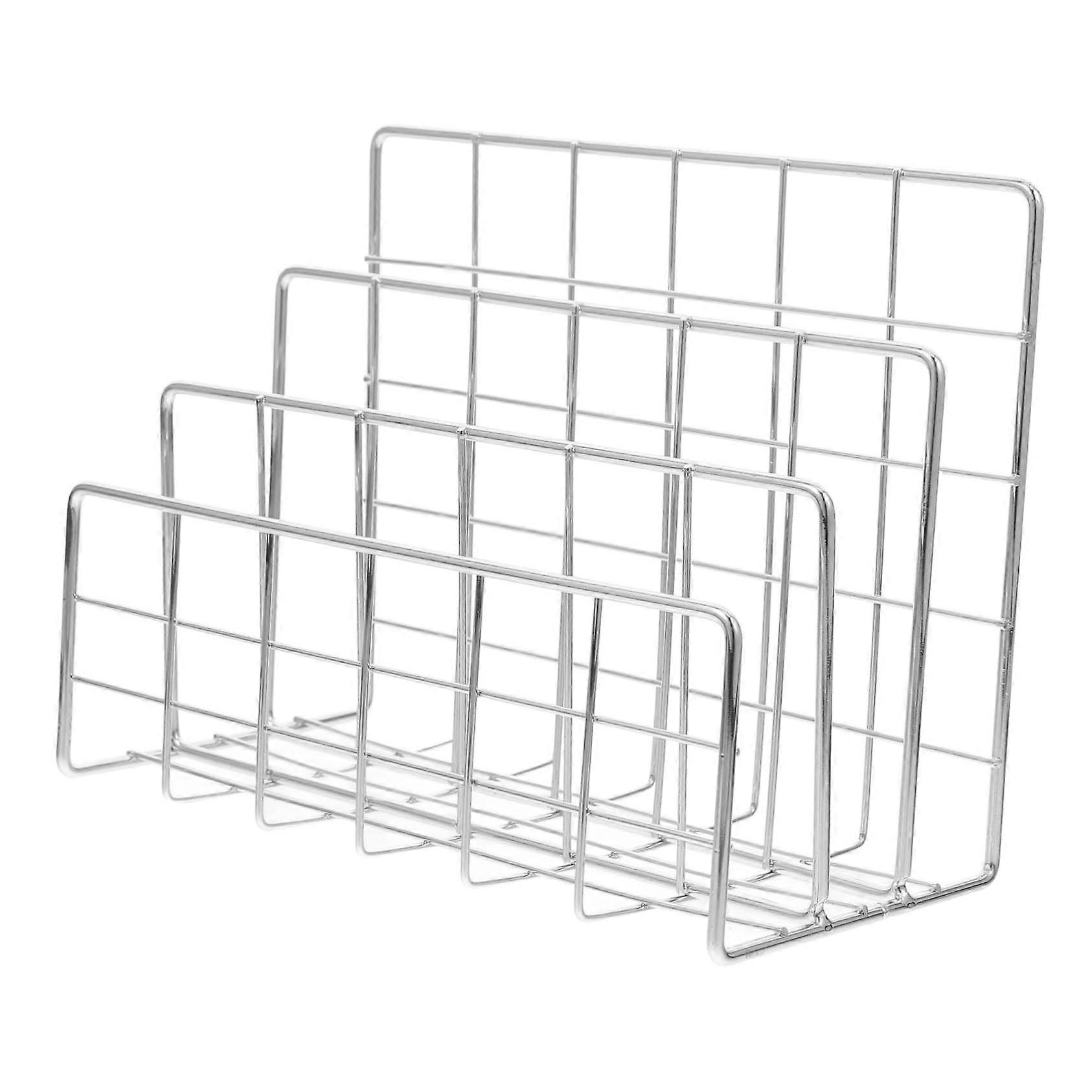 Compact Silver Desk and Mail Organizer with MultiSlot Iron File Holder for Office Documents