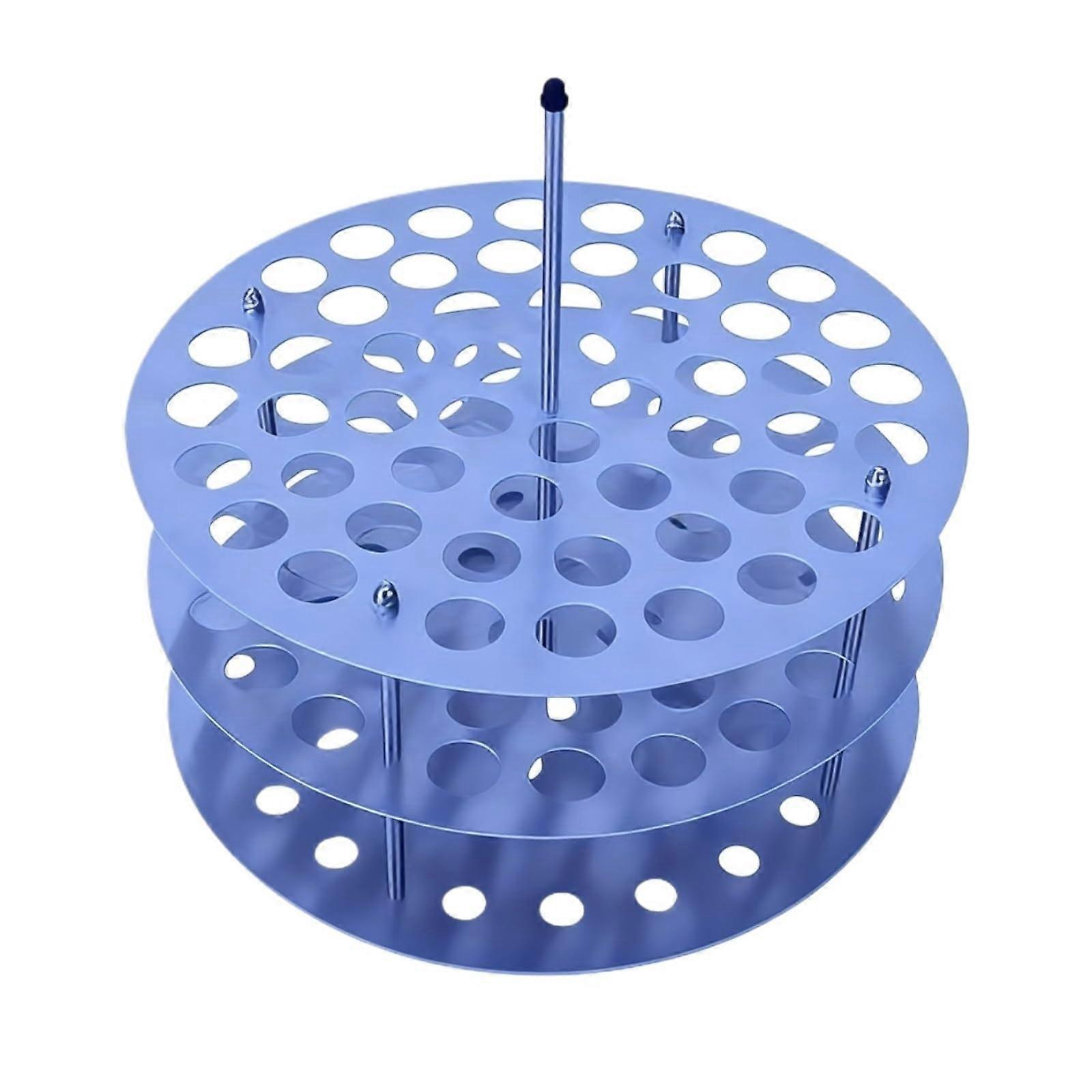 51 Hole Laboratory Test Tube Rack with Handle for Water Bath Experiments, Stable Wide Base, Silver