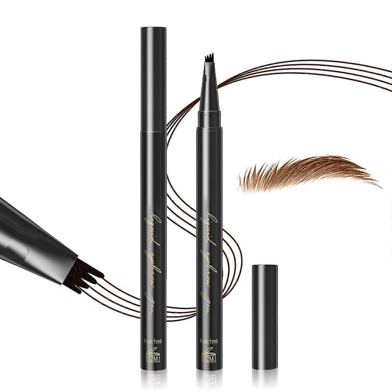 Waterproof Microblading Eyebrow Pen with 4 Fork Tip, Smudge Proof Long Lasting Natural Brow Pencil