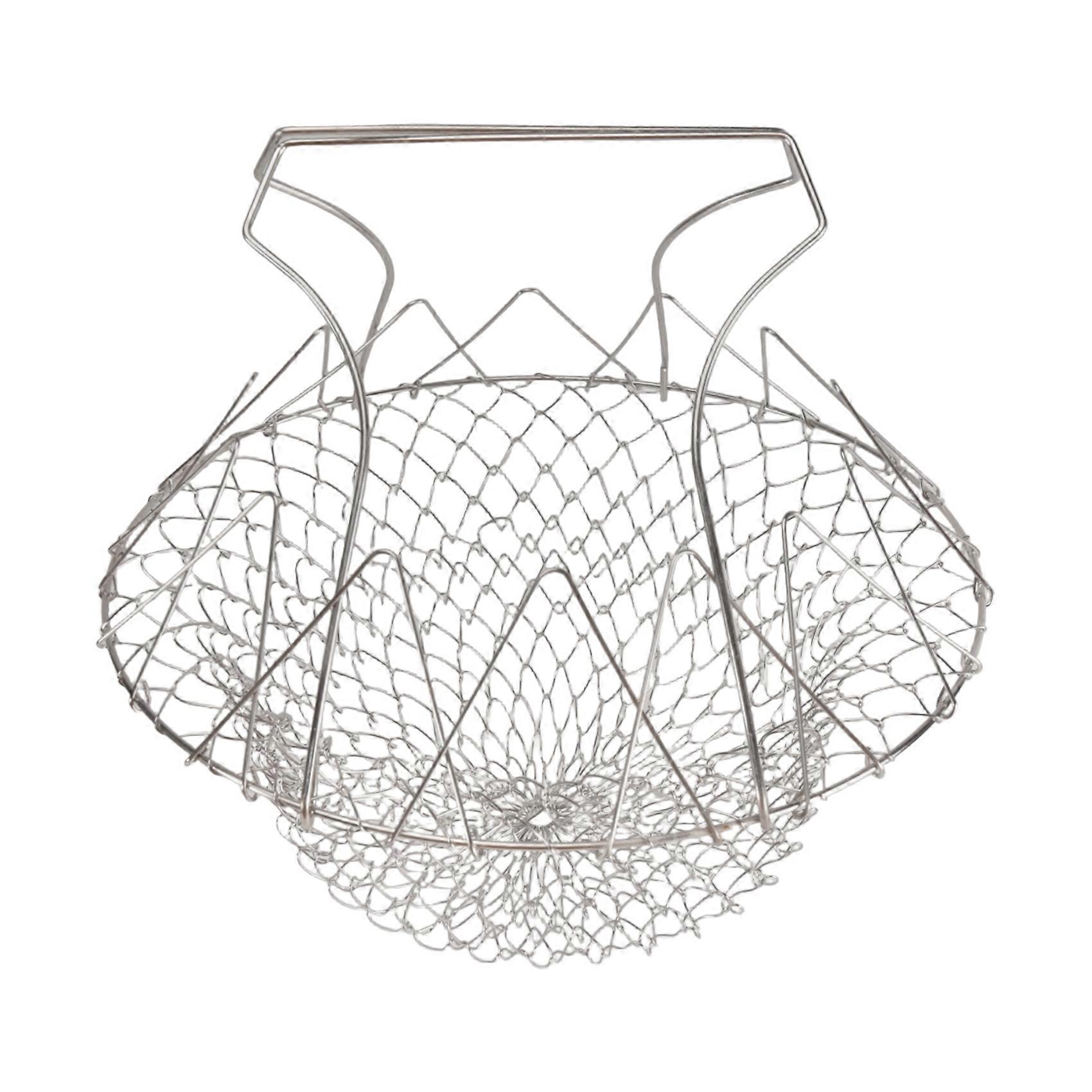 Kitchen Multi-Function Poaching Boiling Deep Frying Basket, Household Folding Draining Basket