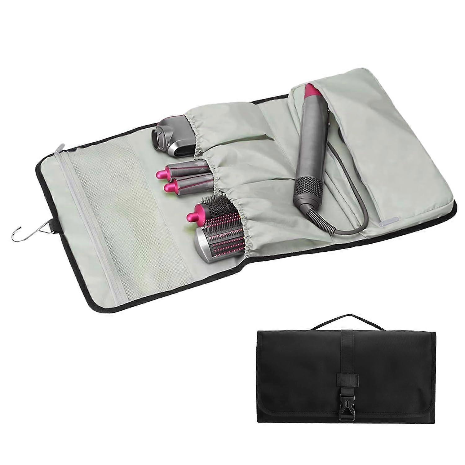 Hair Tool Organizer Bag with Heat Resistant Lining, Foldable Hanging Design and MultiPocket Storage, Black
