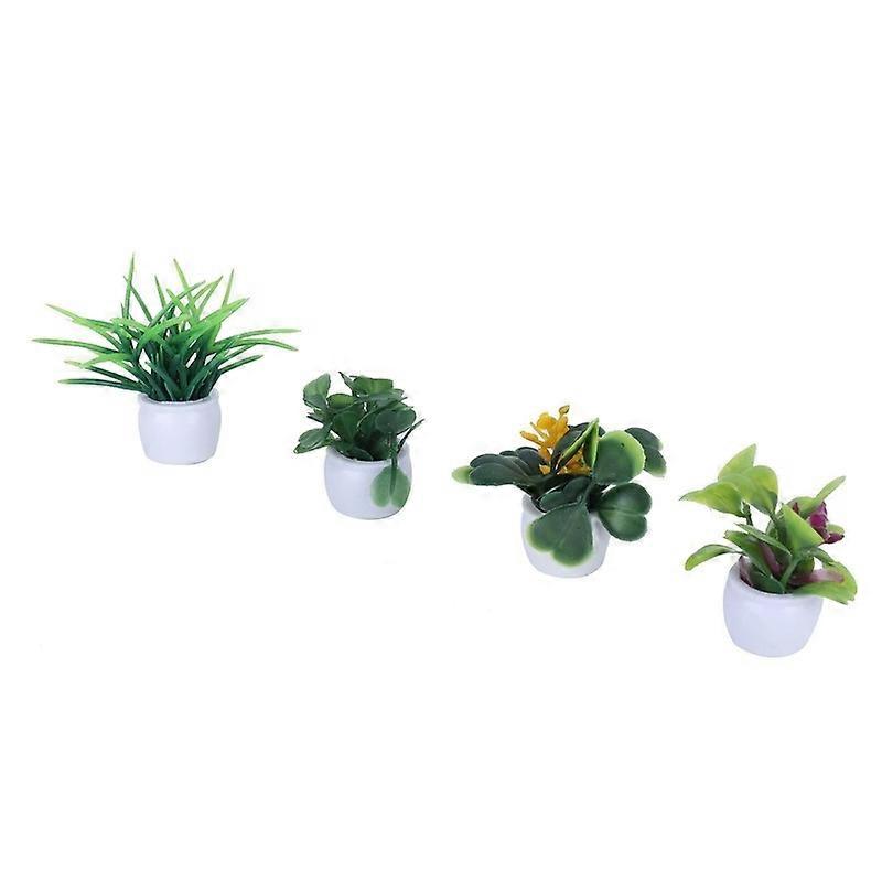 Artificial Pcs Plants Plants Mini with 4 Pot Set Potted Set Simulation