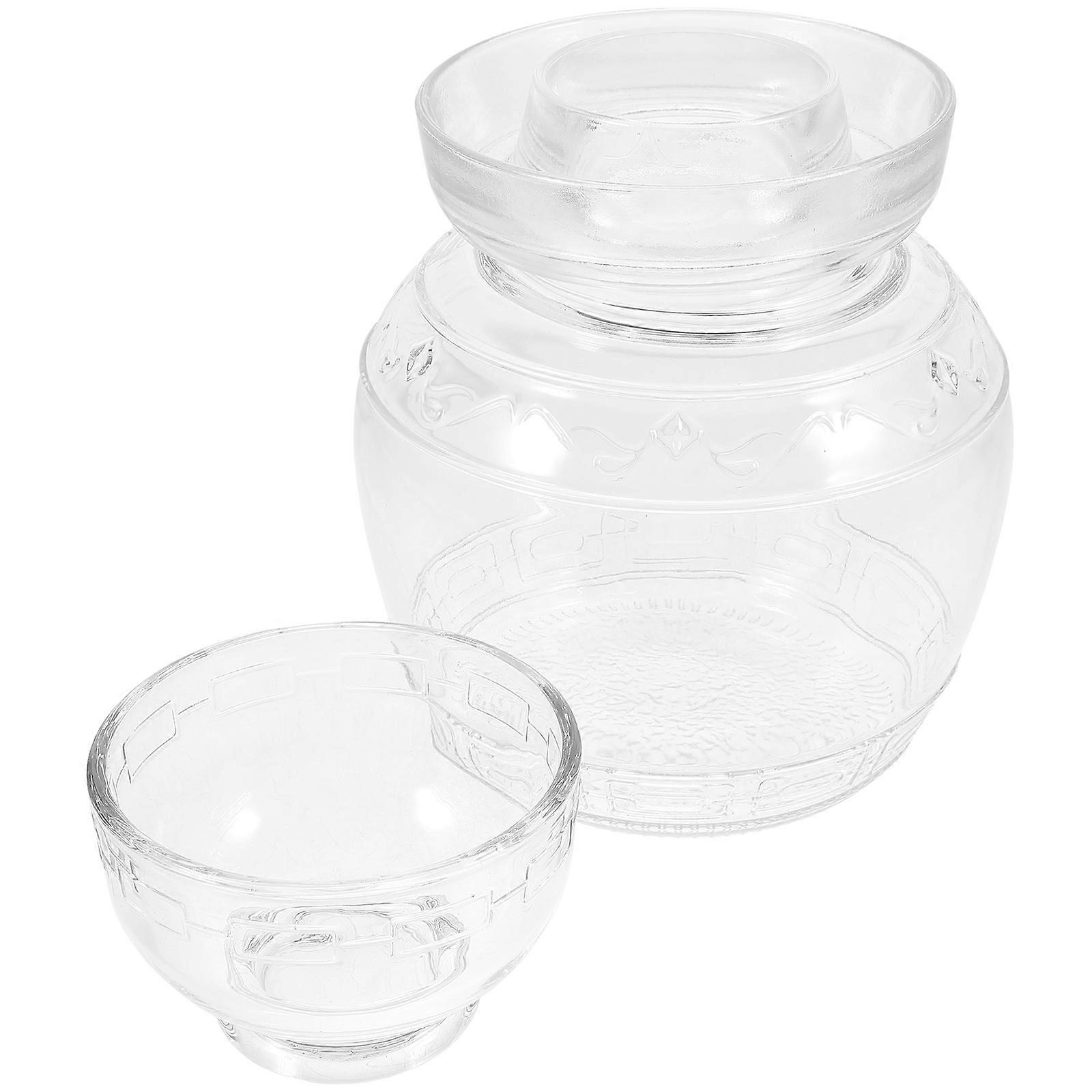 Kitchen Fermentation Jar Transparent Glass Pickle Jar 1Pcs