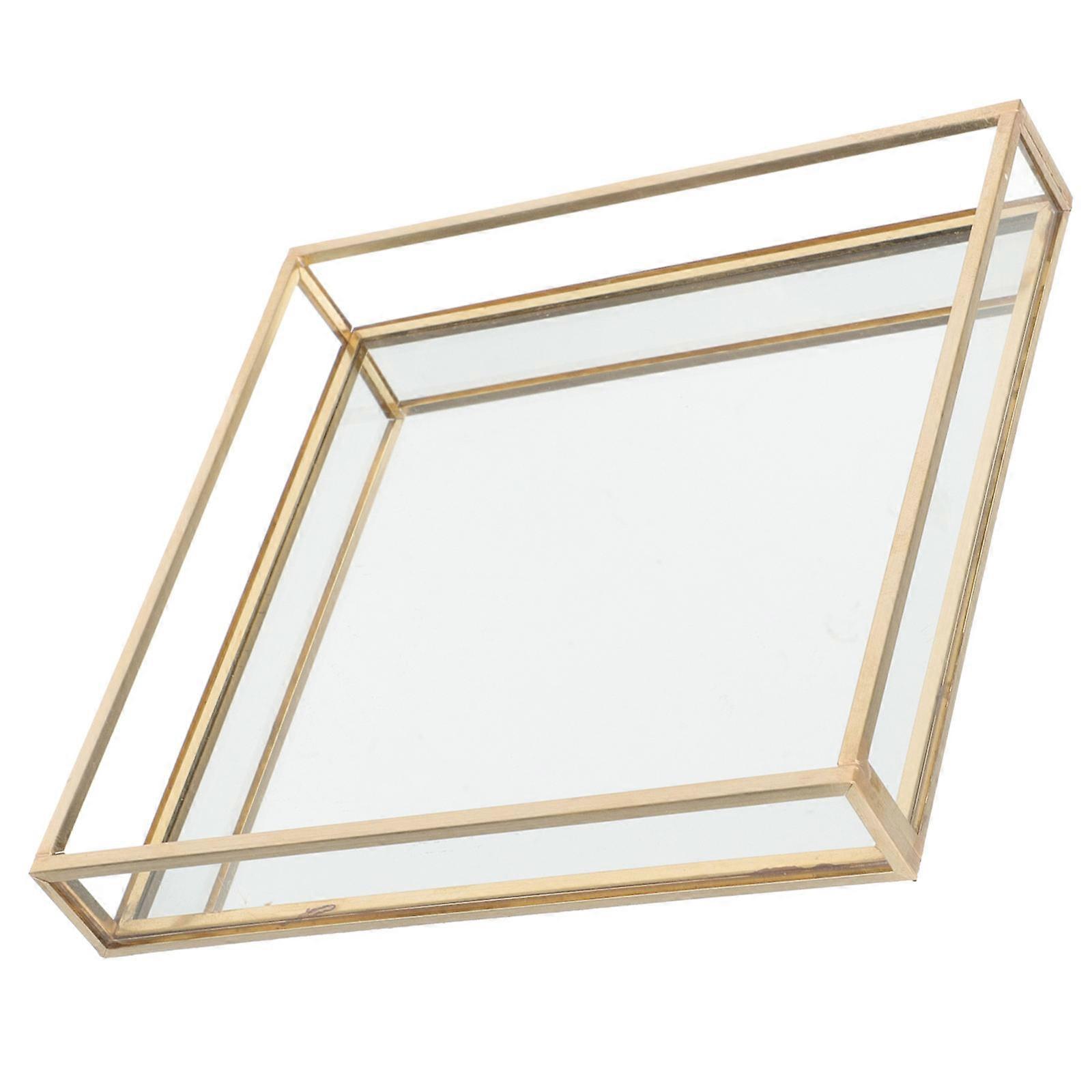 Brass Frame Vanity Tray for Storage Decorative Makeup Organizer