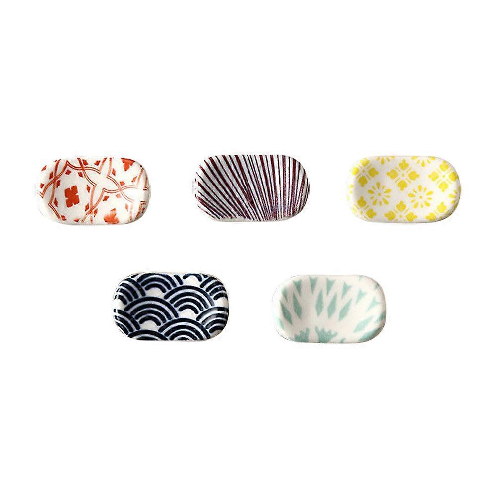 Ceramic Chopstick Rest Oval Shaped Holder for 5Pcs Home Use