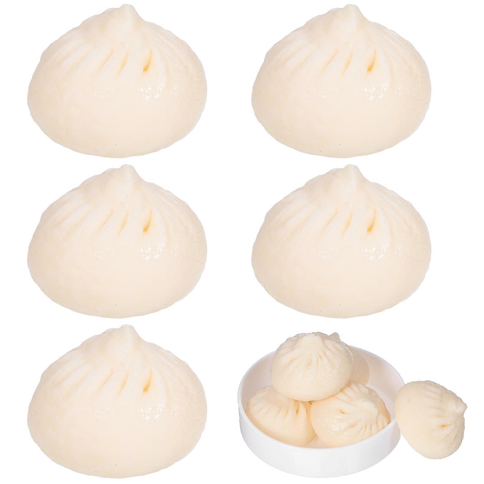 Simulation Steamed Bun PVC Food Model for Decoration 10Pcs White