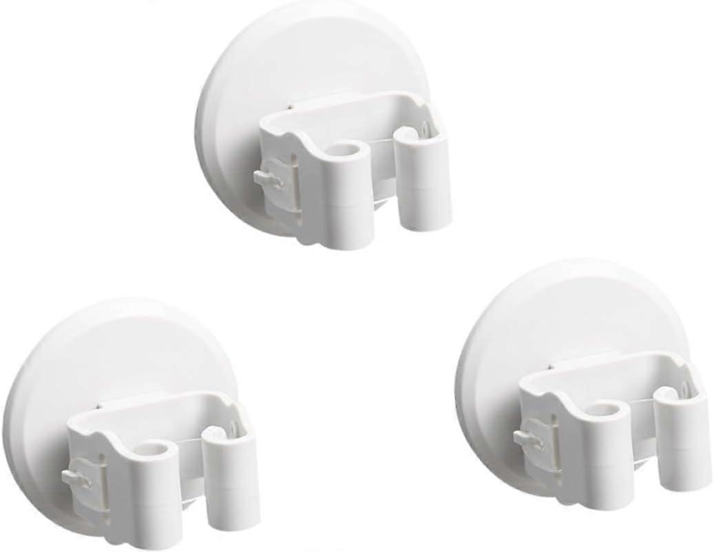Three-piece mop and mop holder set with suction cup clips