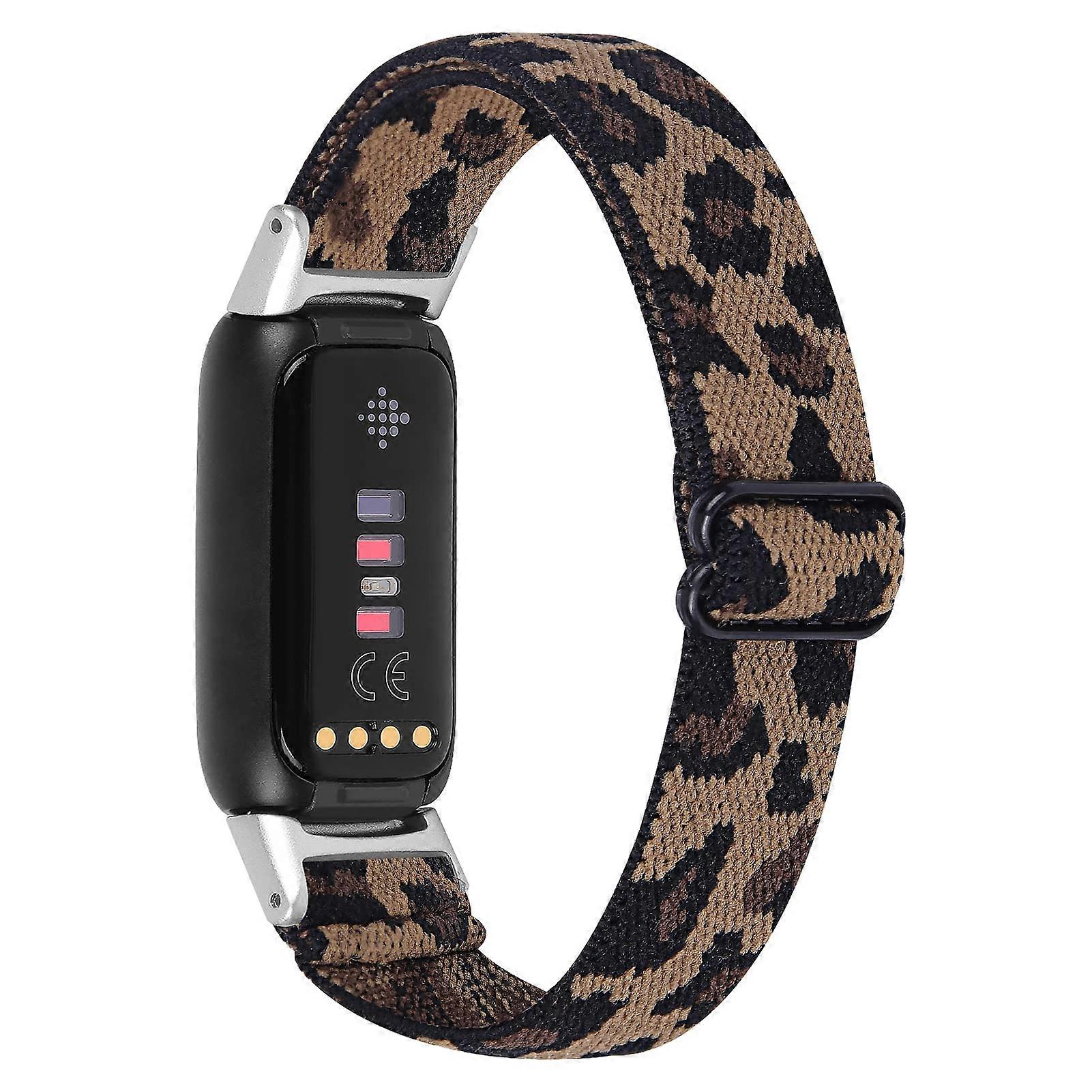 Leopard Band Adjustable Elastic Nylon Strap Breathable Lightweight Replacement for Fitbit Luxe