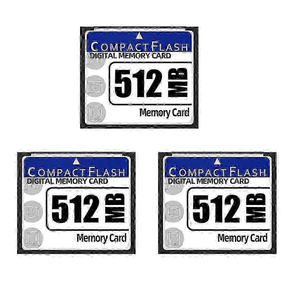 512MB Compact Flash Memory Card 3-Pack for Cameras & Industrial Use