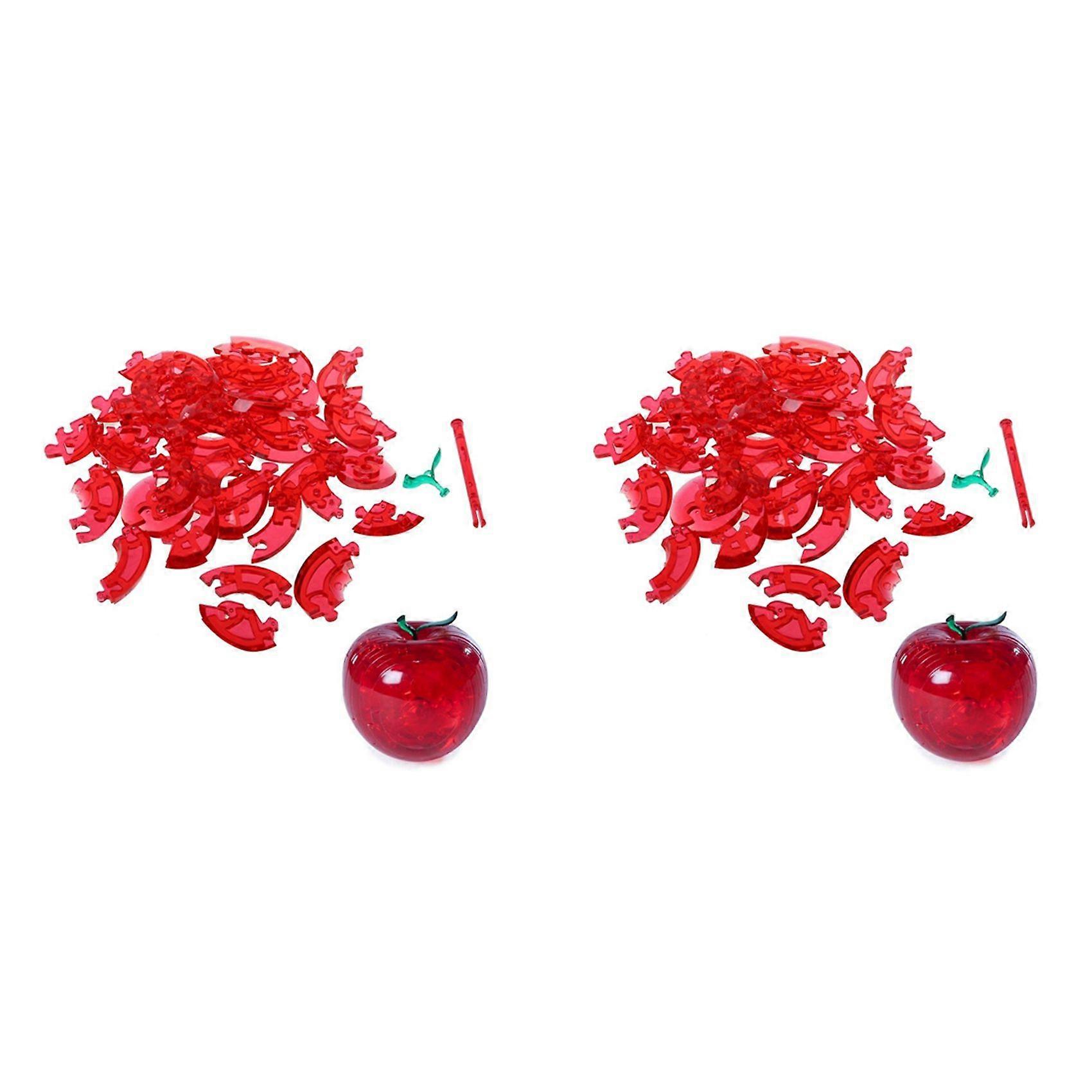 2X 3D Crystal Puzzle - Red-Apple