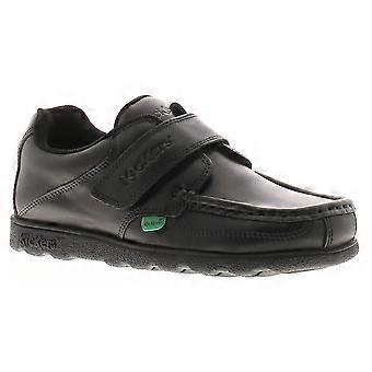 Kickers Boys School Shoes Junior Fragma Strap Leather Touch Fastening black