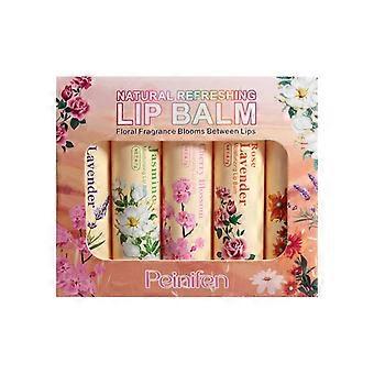 Set Balsem Bibir, Cerah, 4.7g setiap keping, Penjagaan Bibir, Tahan Lama, Tekstur Bunga, Menghidrat, Ringan, Licin, Sesuai untuk Kegunaan Harian,
