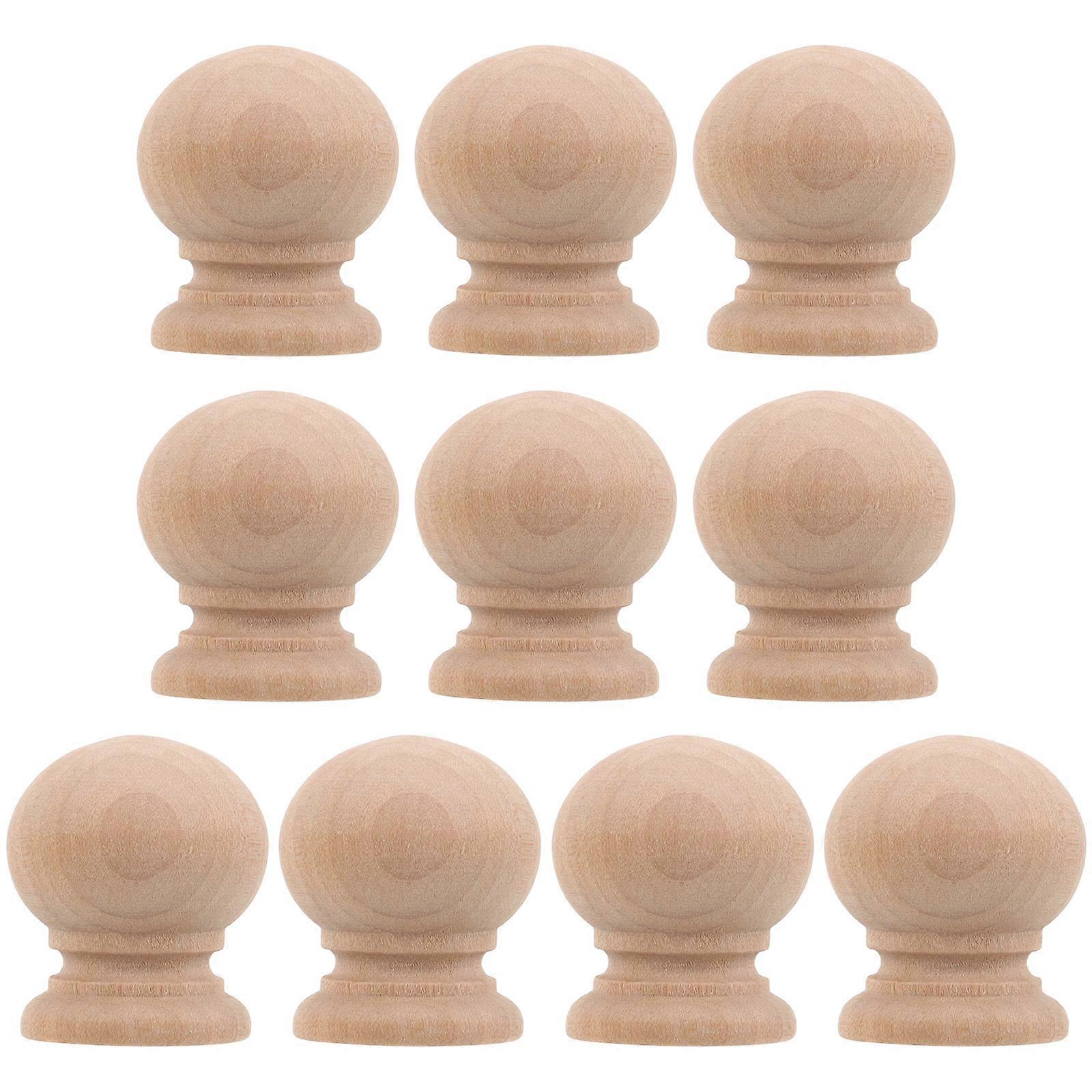 Solid Wood Cabinet Knobs for Drawer Pulls 10Pcs Beige Wooden Handles