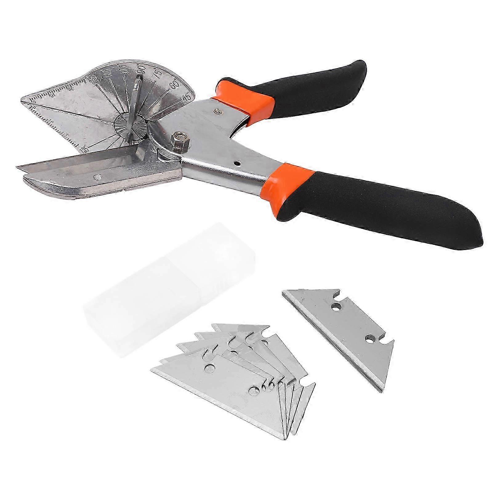 Angle Miter Shear with 10Pcs Blades Metal Adjustable Bevel Scissors Angular Cutting Tool