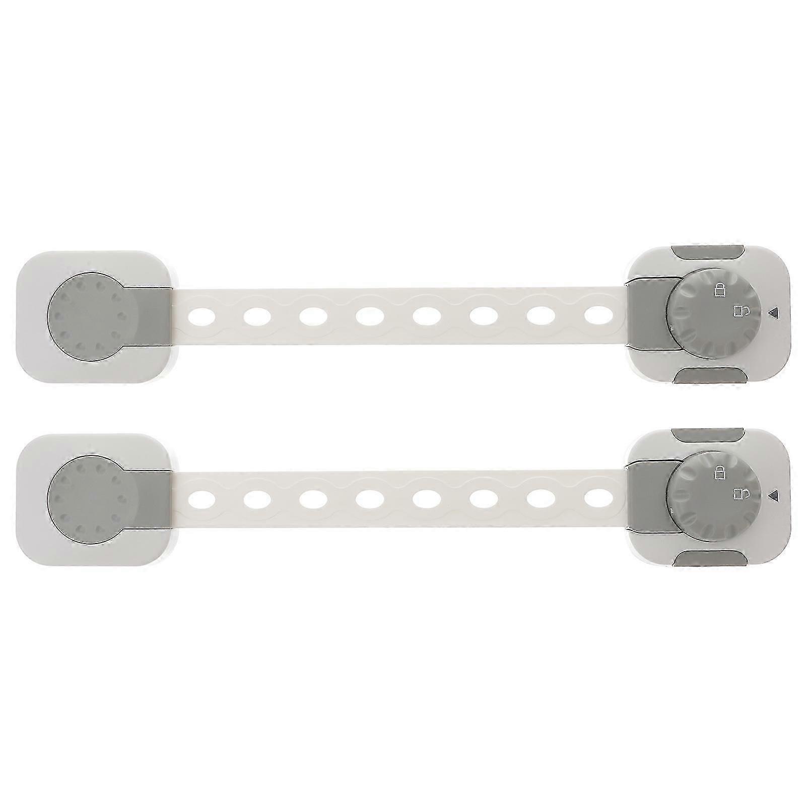 Child Security Lock 2-Pack Grey ABS Plastic Multifunction Baby Proof Cabinet Lock for Wardrobe, Drawer, Refrigerator