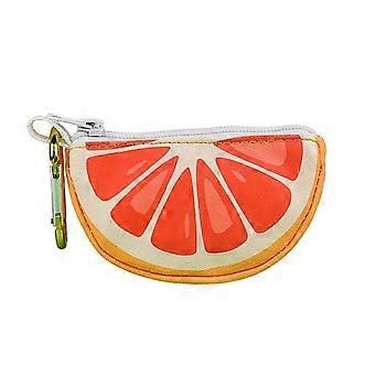 Práctico soporte para bolsas de excrementos de mascotas con cremallera y estampado de frutas para pasear al aire libre, correr, etc.