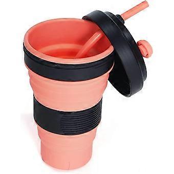 Folding Cup In Silicone Coffee Straw With Stainless Steel Spring Sphere Travel Cups For Outdoor Water Portable Folding Bottle (capacit : 550ml)orange