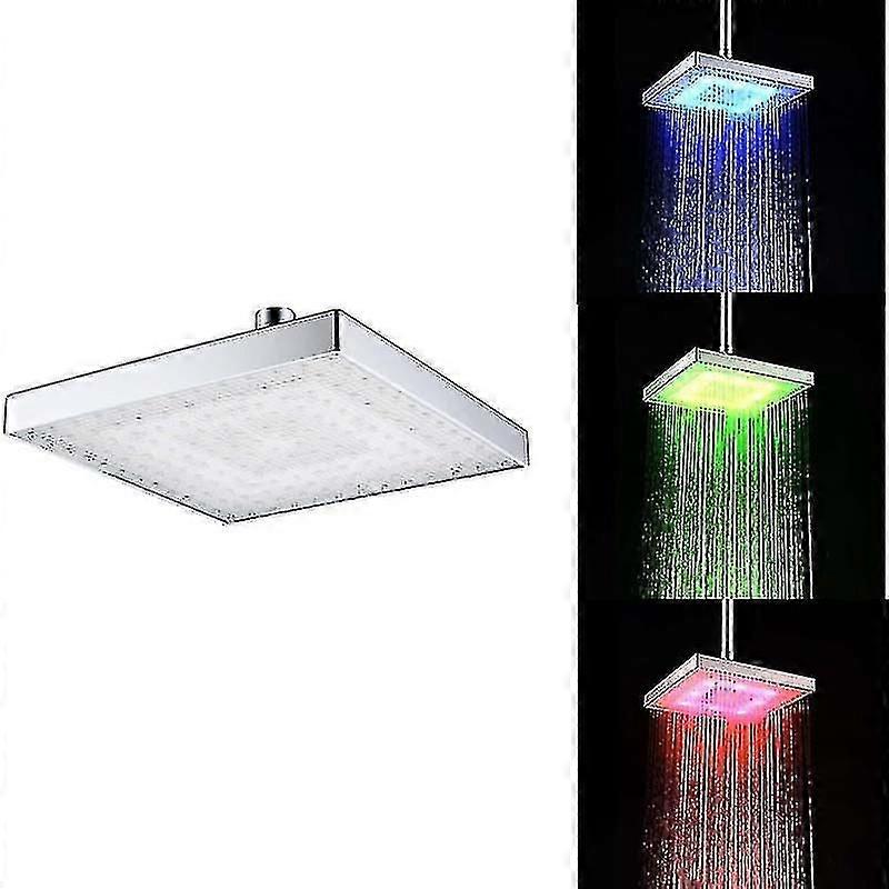 Showerheadledrainfallshowerheadsquareshowerheadautomaticallycolor-changingtemperaturesensorshowerheadforbathroom