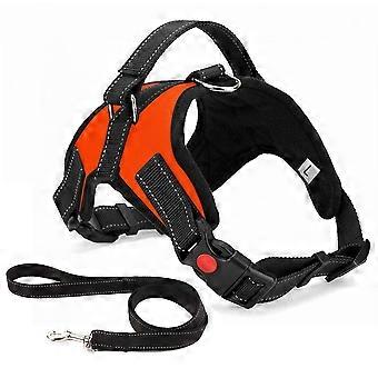 Anti-Zug-Hundegeschirr. Atmungsaktiv, verstellbar und komfortabel. Inklusive Leine. Für kleine, mittlere und große Hunde. Ideal für Training und Spaziergänge. Orange XS