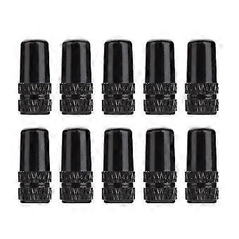 10Pcs Bike Bicycle Aluminum Alloy Tire French Valve Protective Stem Cap(Black)