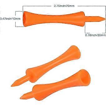 100 Pcs 70mm Orange Plastic Golf Tee, Durable Castle Golf Tees, compatible with Golf Driver, Golf Mats and Golf Balls Orange Plastic