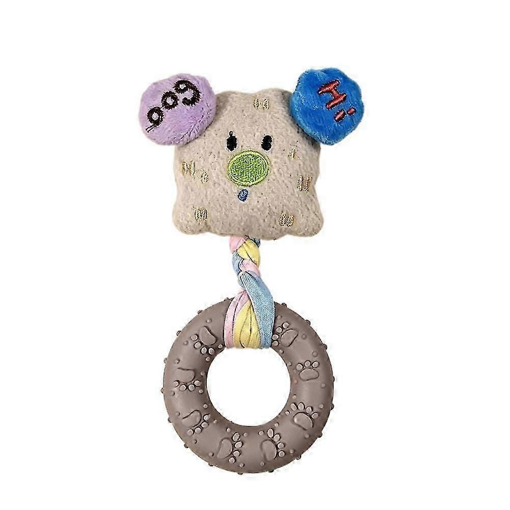 Squeaky Plush Dog Toy - Textured Chew Ring Multi-Sensory Interactive