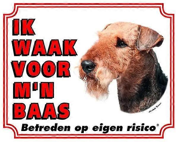 Sticker King Airedale Terrier Warning Sign - I Watch Over My Owner