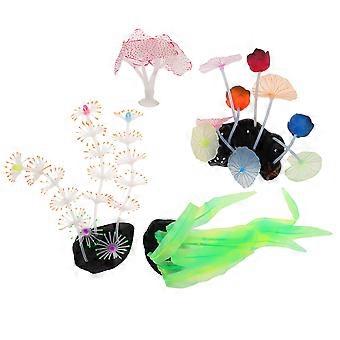 Plastic Glowing Artificial Coral Aquarium Decor for Decoration 16Pcs Set