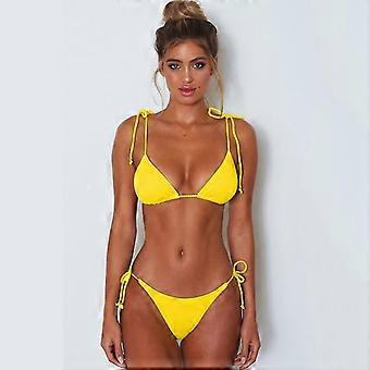 Vanliga badkläder För kvinnor Push Up Vadderad BH Bikini Set Strappy Baddräkt Sexig Baddräkt Strandkläder