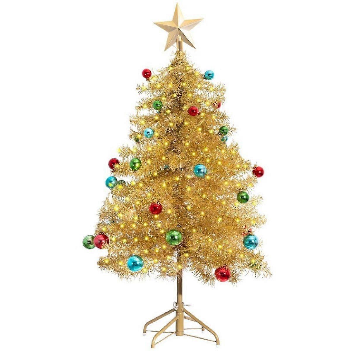 Pre-Lit Gold Artificial Christmas Tree, Waterproof, Stable
