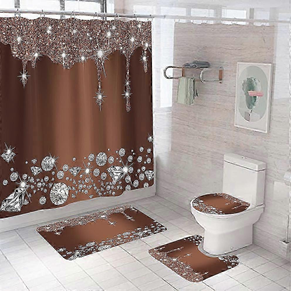 Polyester Glitter Shower Curtain Set