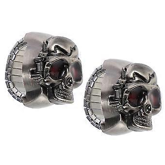 Black Retro Finger Ring Watch for Decoration 6Pcs Skull Flip-Open Cover