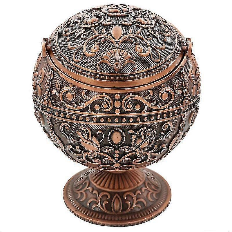 Retro Rotatable-Lid Zinc Ashtray