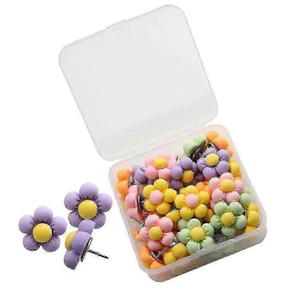 Assorted Colour 2cm Flower Thumbtacks Set