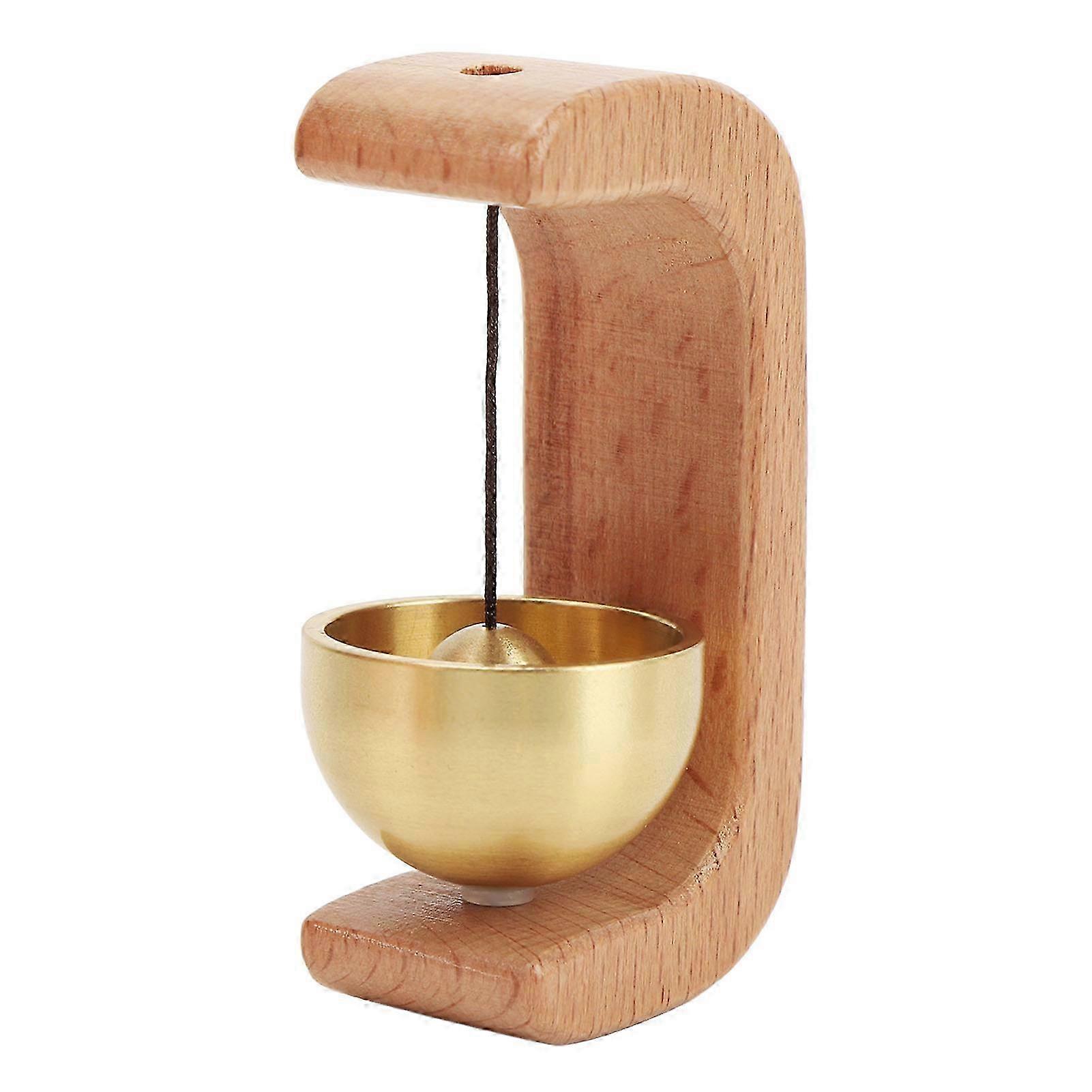 Compact Beech Brass Suction Doorbell