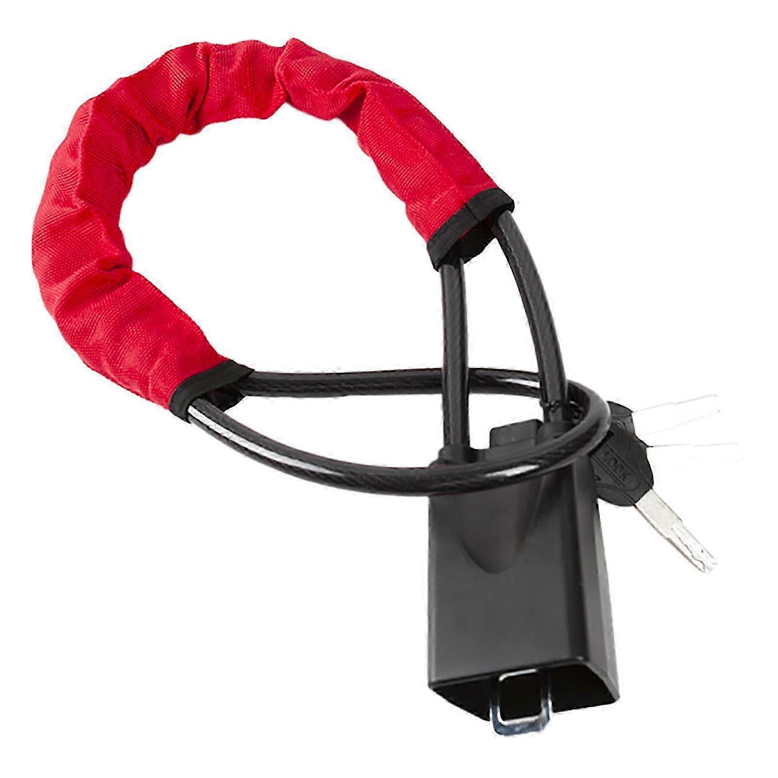 Red Steel Cord Steering Wheel Lock