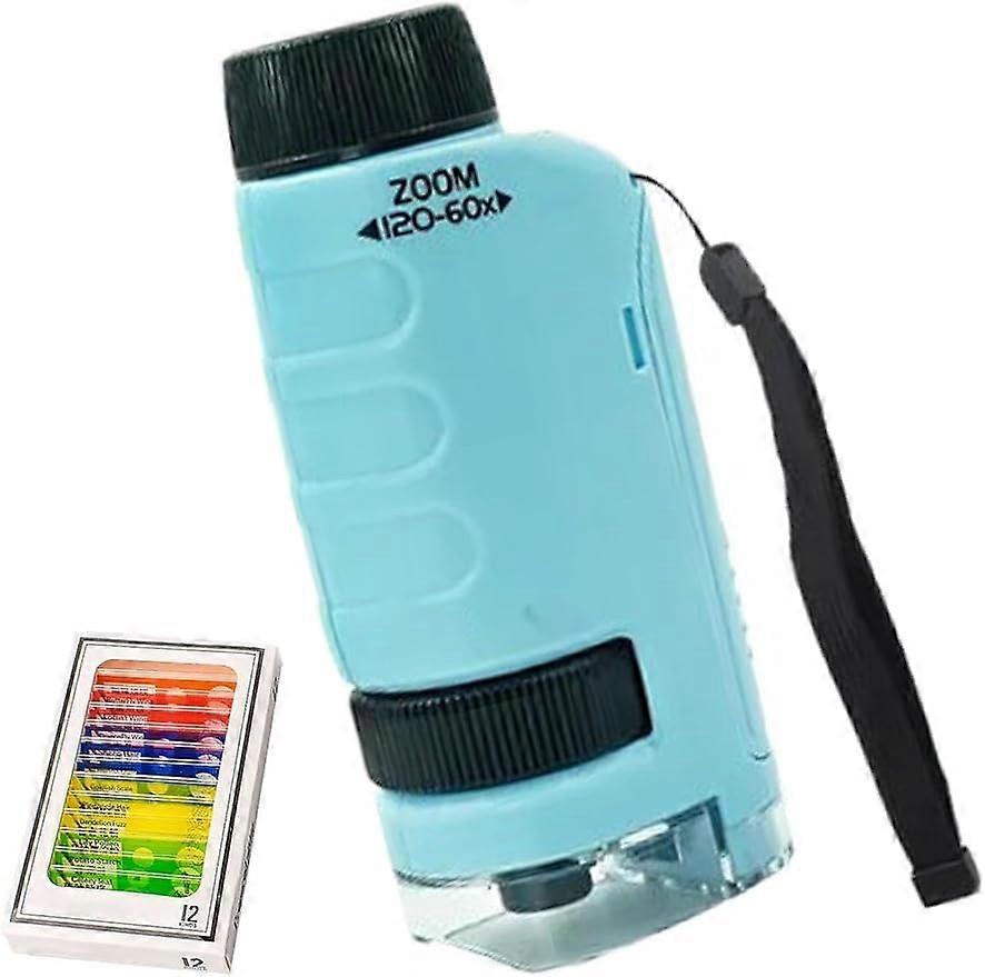 Kids Microscope Blue Handheld Mini Portable Microscope for Children Educational Science Tool