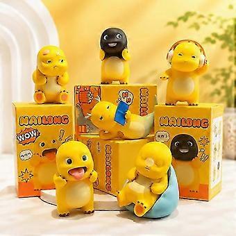 2026 Good!! 6Piece Kawaii Yellow Dinosaur Toy Set, Lovely Cartoon Dino Collectible Statues, UniquePose Mini Character Figurines, Home Shelf Decor Surp