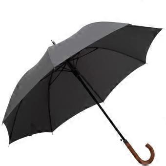 Windproof Golf Umbrella Automatic Open Large Stick Umbrella with Solid Wood J Handle Light Gray