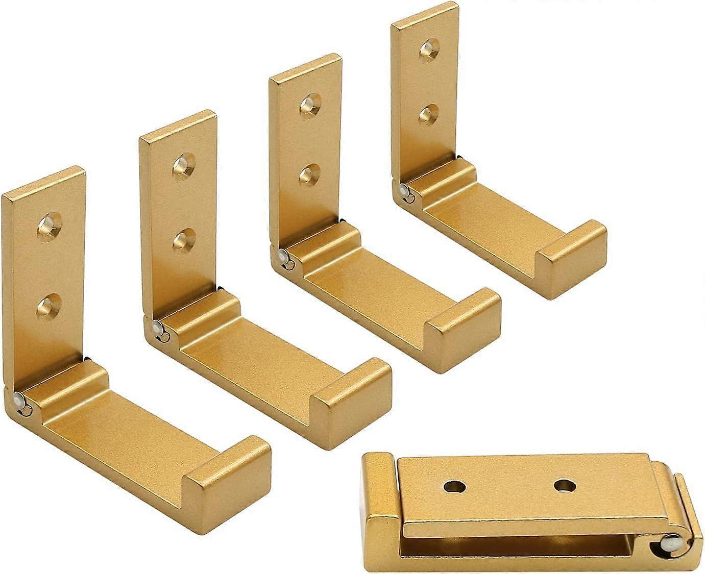 Folding Wall Hooks, 5 Wall Hooks compatible with Hanging(Gold)