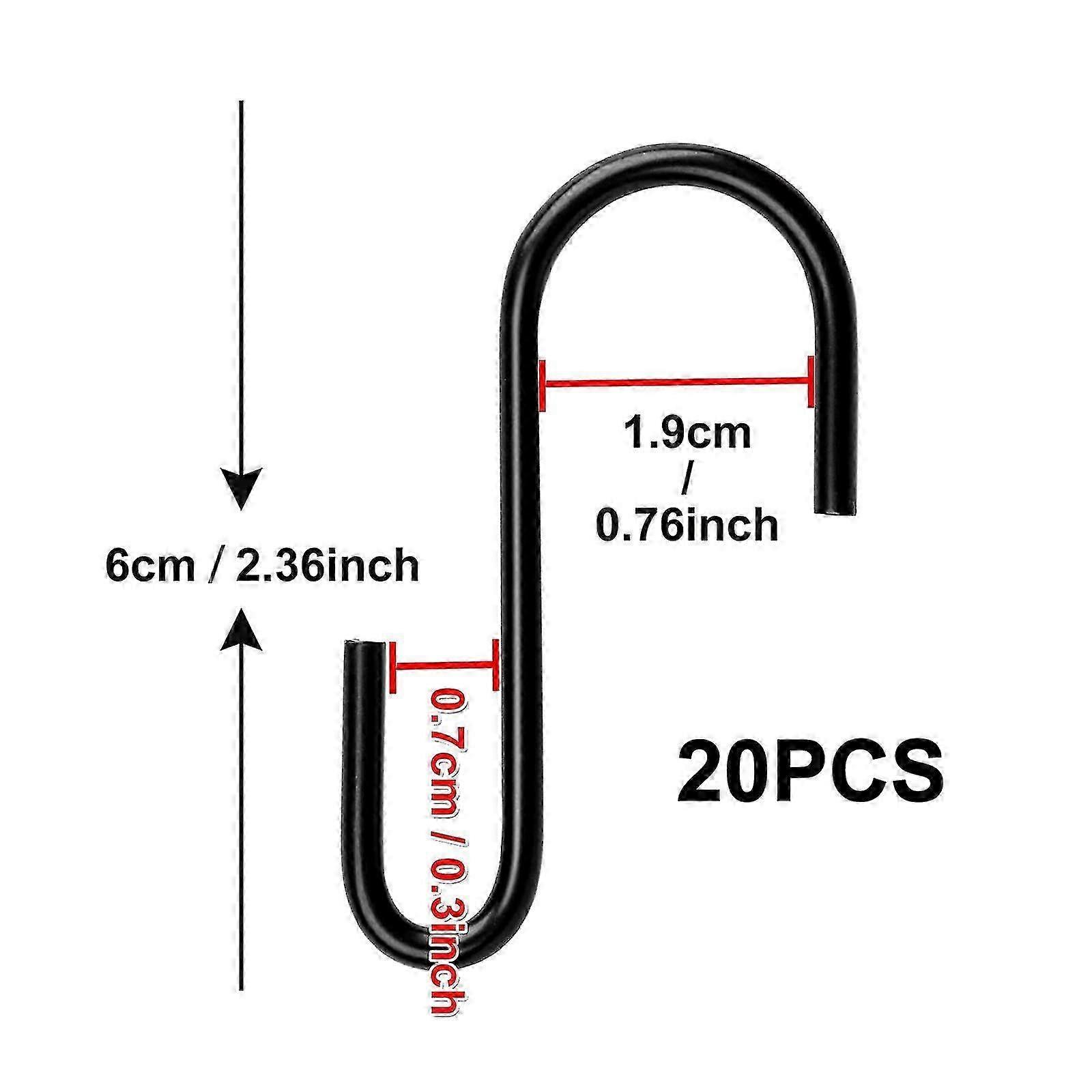 20pcs Black S Heavy Duty Hooks