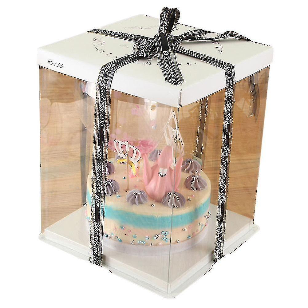 Birthday Cake Packing Box Plastic Cake Box 3 In 1 Cake Container Dessert Packing Box