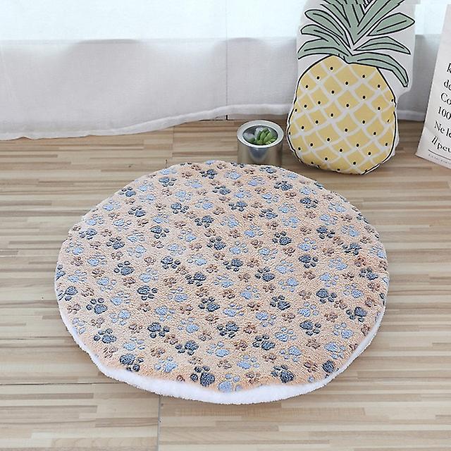 Plush Cat Bed Mats Round Pet Bed For Small Dogs Soft Fleece Sleeping Mat Pet Nest Cushion Coffee Paw